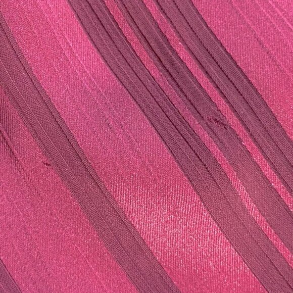 Guess Burgundy Satiny Semi Sheer Striped Faux Wrap Blouse W Neck Tie L - Picture 7 of 16